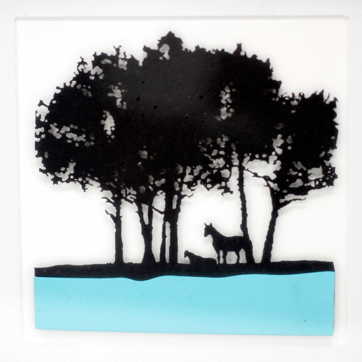 Paper Cutout Black Picture Frame - Horses