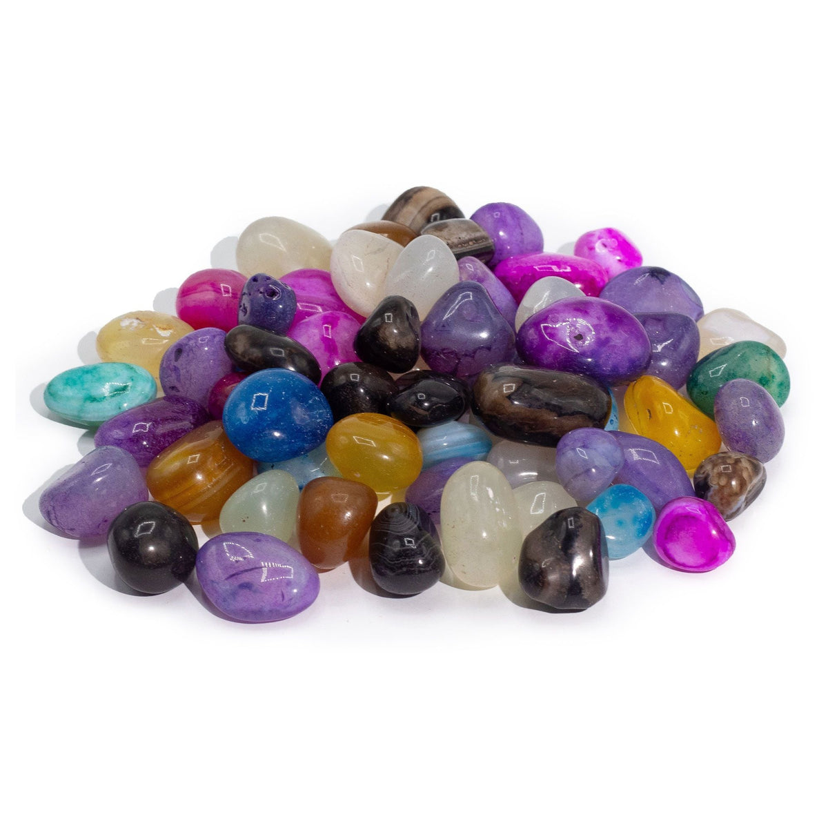 Bulk Treated Mixed Agate - 1kg (aprox. 70 stones) - 7 colours