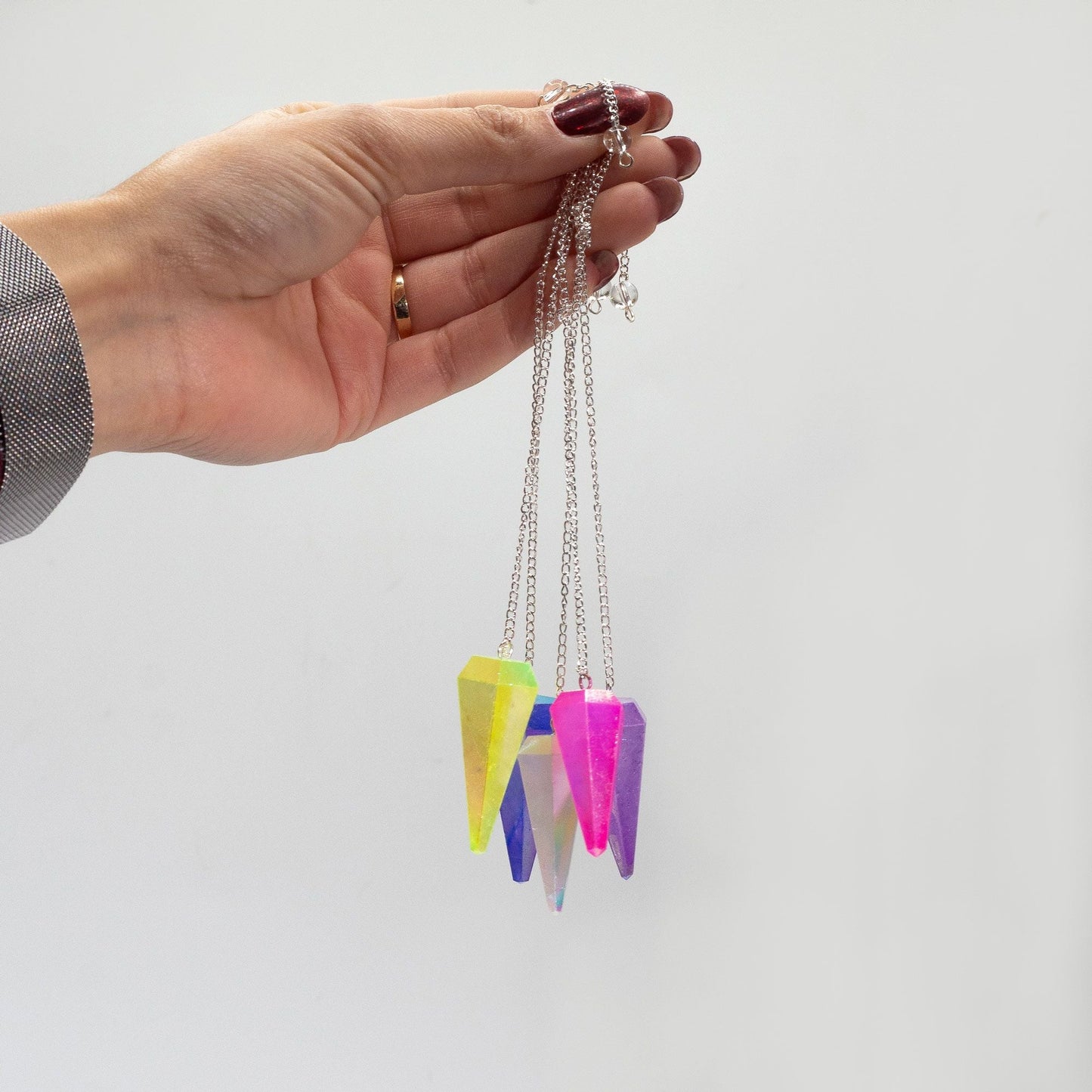 Six Sided Pendulum - Aurora Crysta Angel White - 4cm