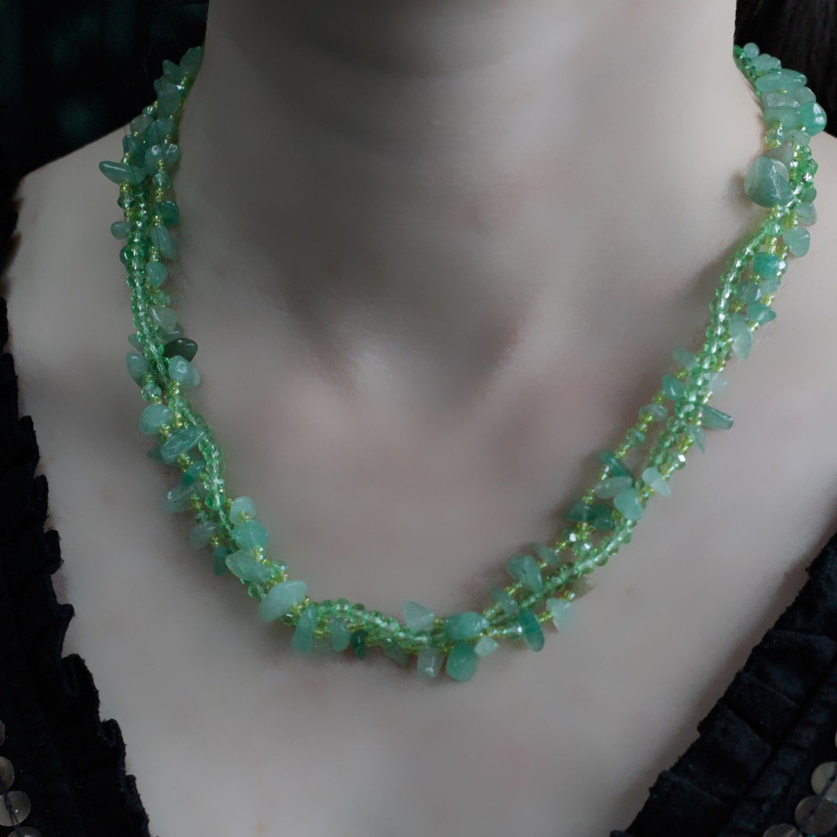 Chipstone & Bead Necklace - Jade