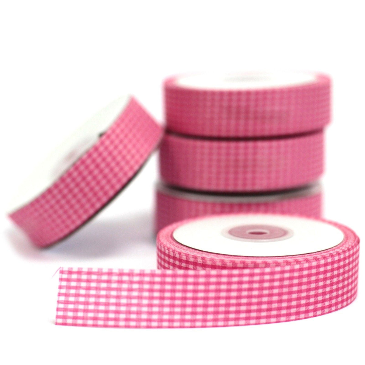 Budget Gingham Ribbon 25mm x 45m - Pink