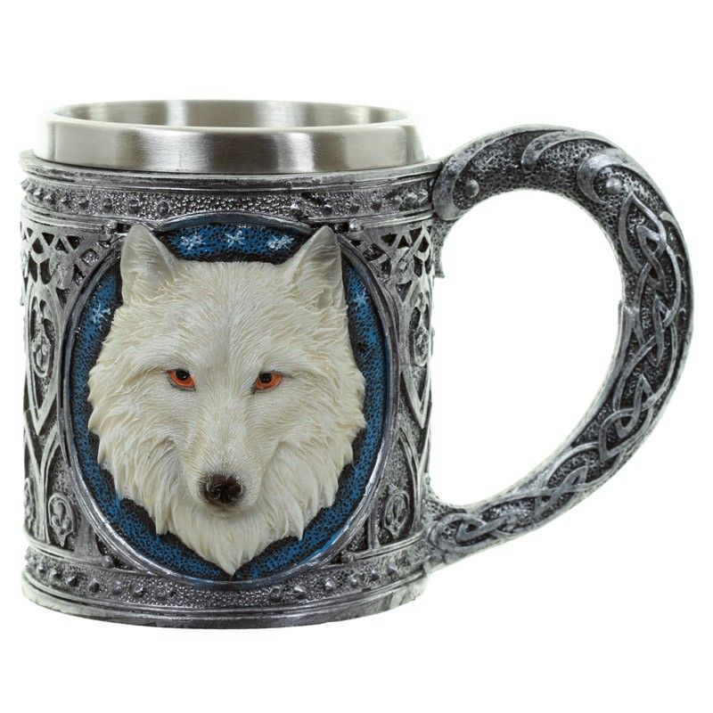 Decorative White Wolf Tankard