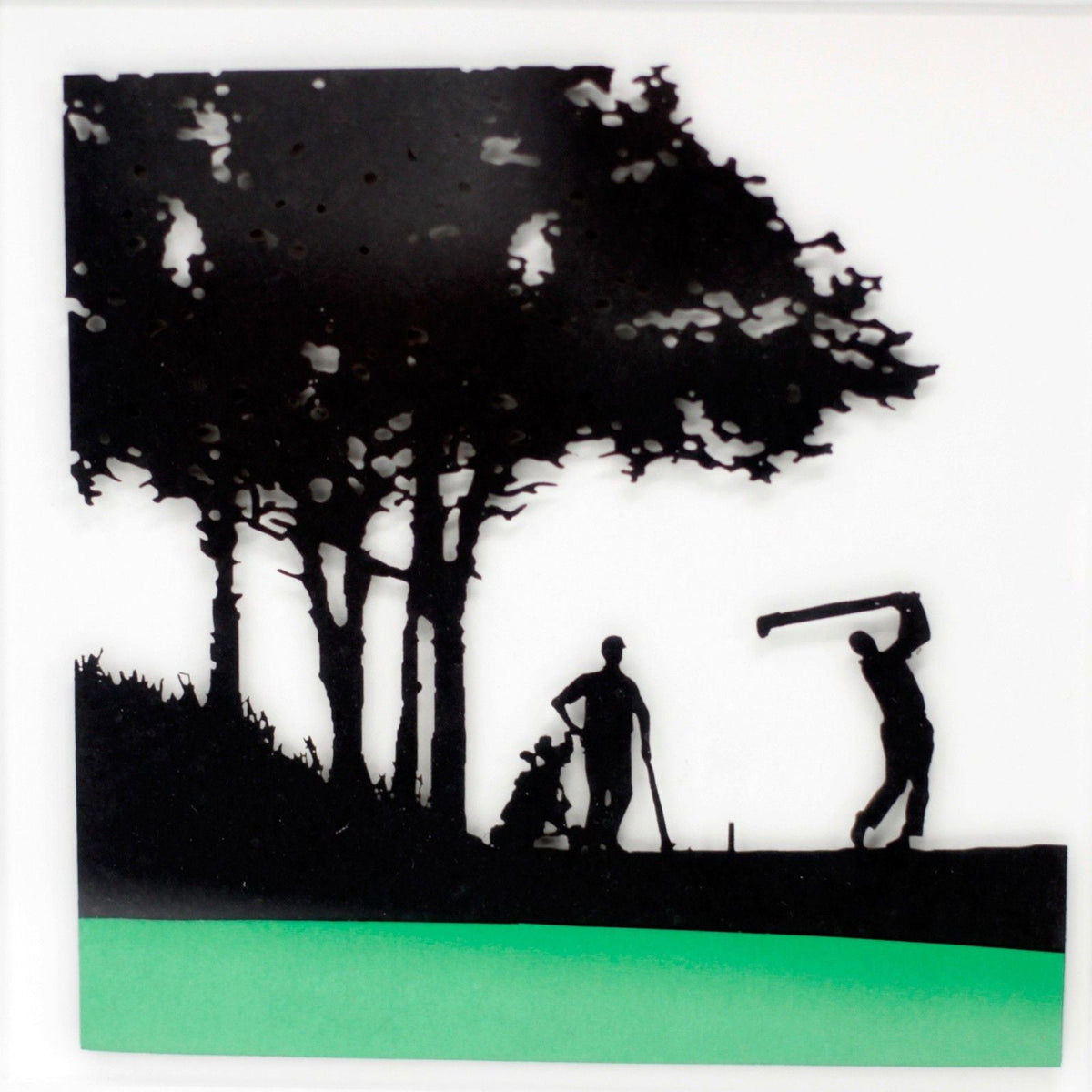 Paper Cutout Black Picture Frame - Golfing