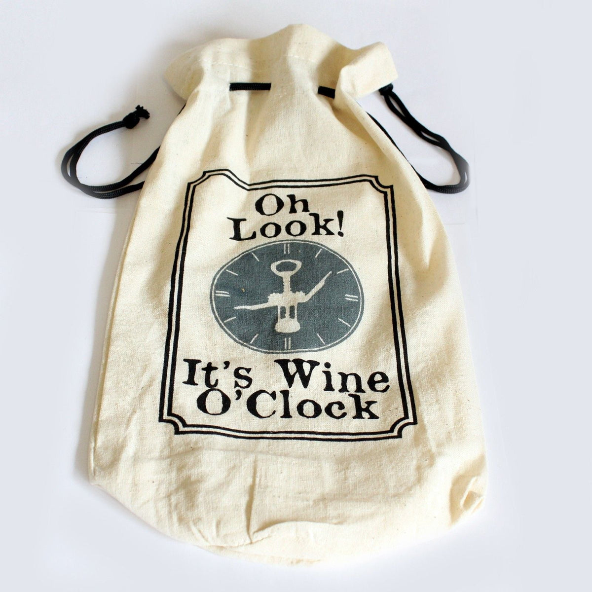 Cotton Wine Pouch - It's Wine O'Clock