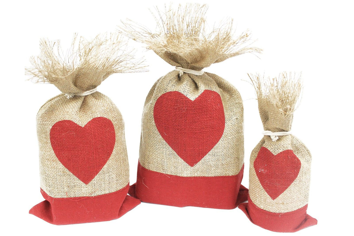 Danish Pouch Set of 3 - Red & Heart