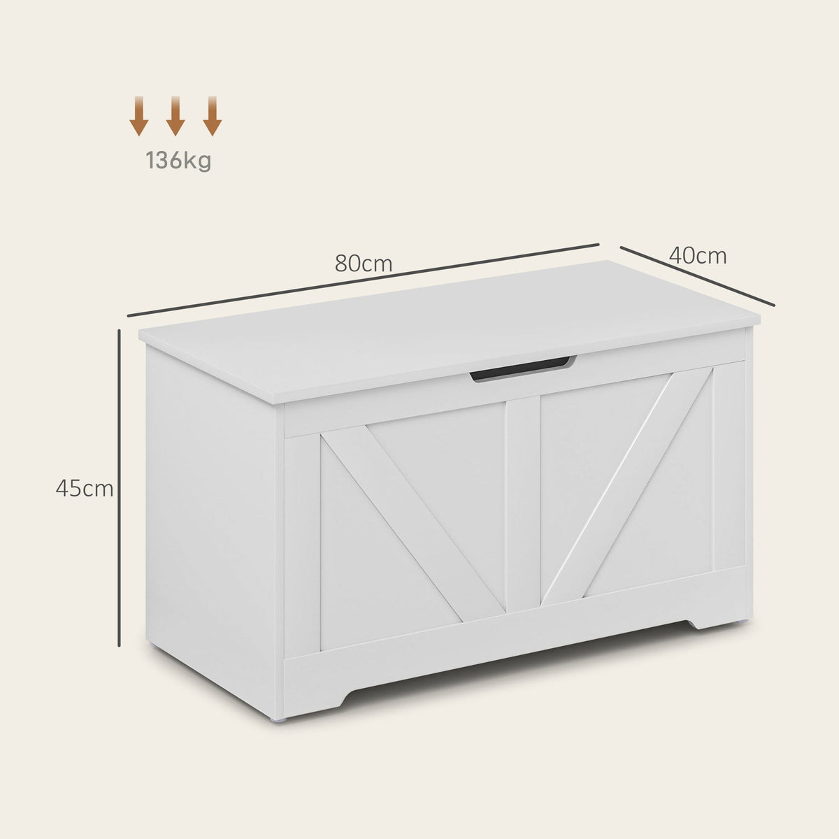 HOMCOM Storage Trunk for Living Room, with Safety Hinges, 80cm
