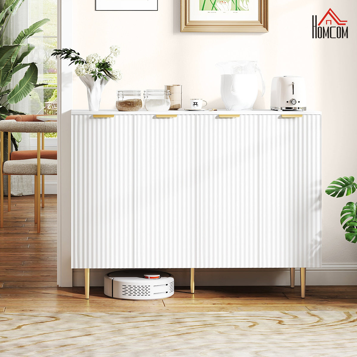 HOMCOM Sideboard Buffet Cabinet with Adjustable Shelves, White