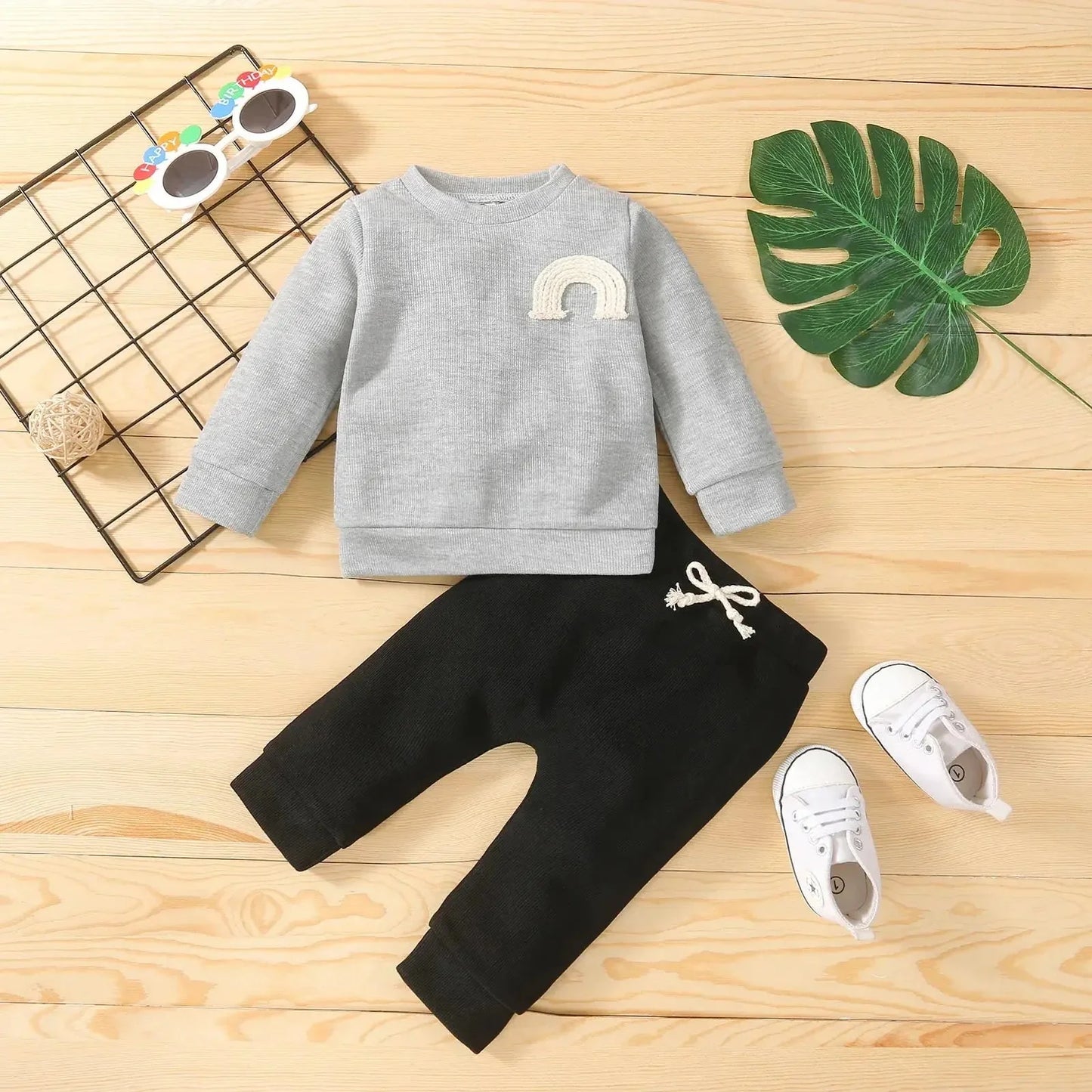 Baby Clothes Newborn Girl Boy 2Pcs Cotton Rainbow Fall Outfits Girls Clothing Suit