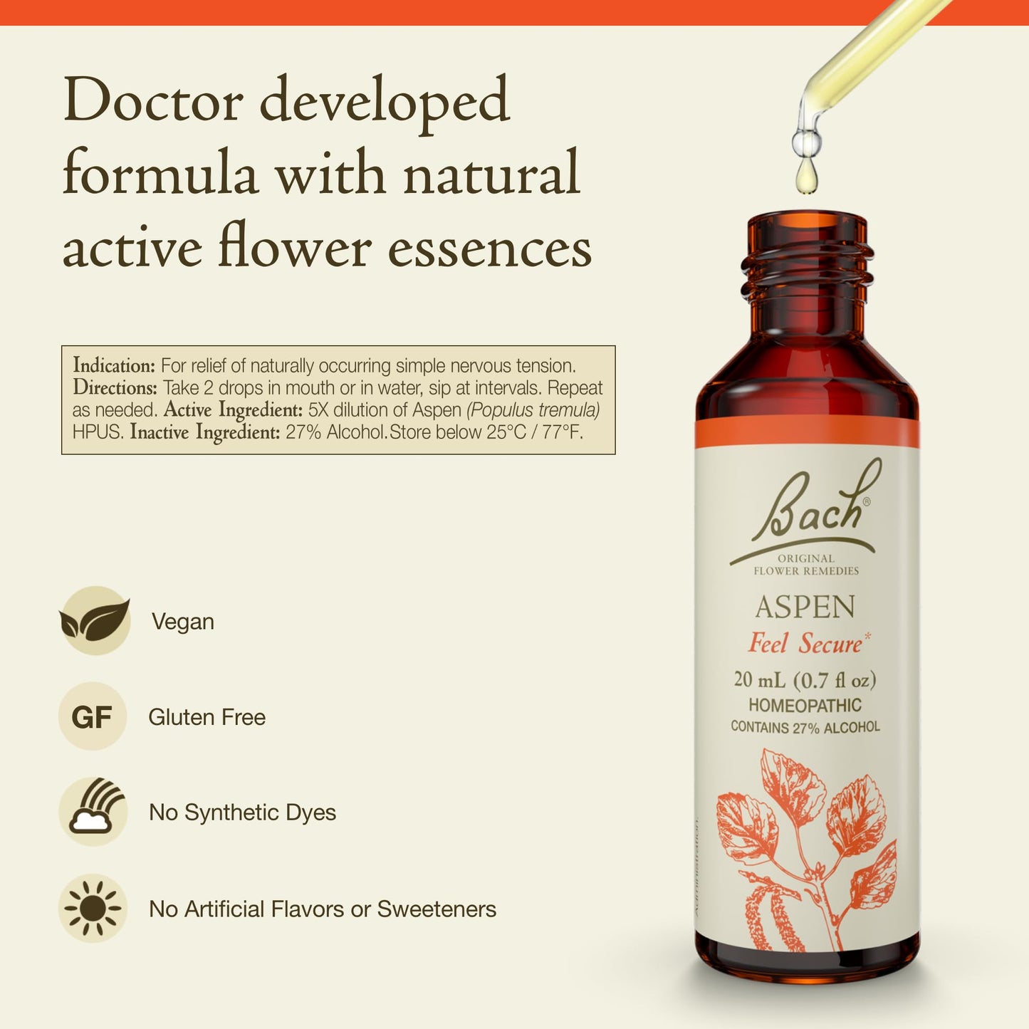 Bach Original Flower Remedies Aspen – Feel Secure – 20mL Dropper