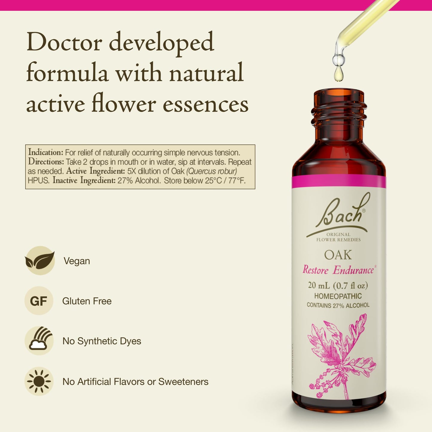 Bach Original Flower Remedies Oak – Restore Endurance | 20mL Dropper
