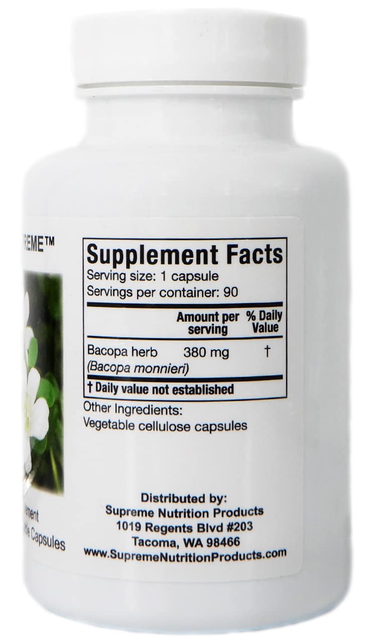 Supreme Nutrition Bacopa 90 Pure Herb Capsules | Vegetarian
