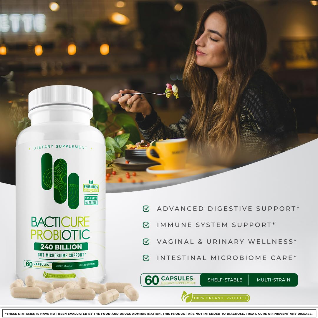 BACTICURE Original Natural Probiotic Capsule – Probiotic Supplement, 60 Count
