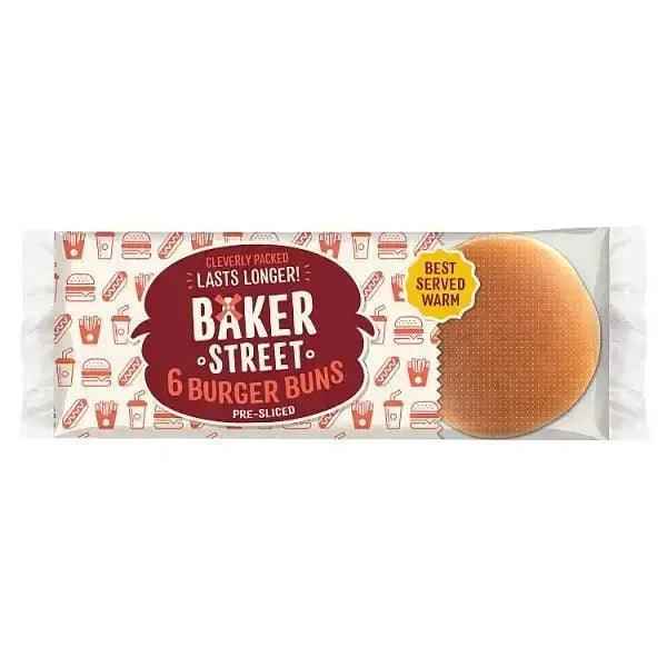 Baker Street 6 Burger Buns Pre-Sliced