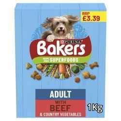 Bakers Dry Dog Food, 1kg Adult, Senior & Puppy