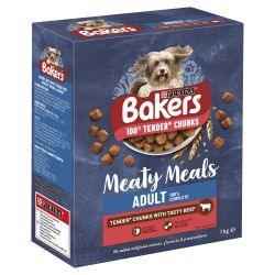 Bakers Meaty Meals Adult Dry Dog Food, 1kg