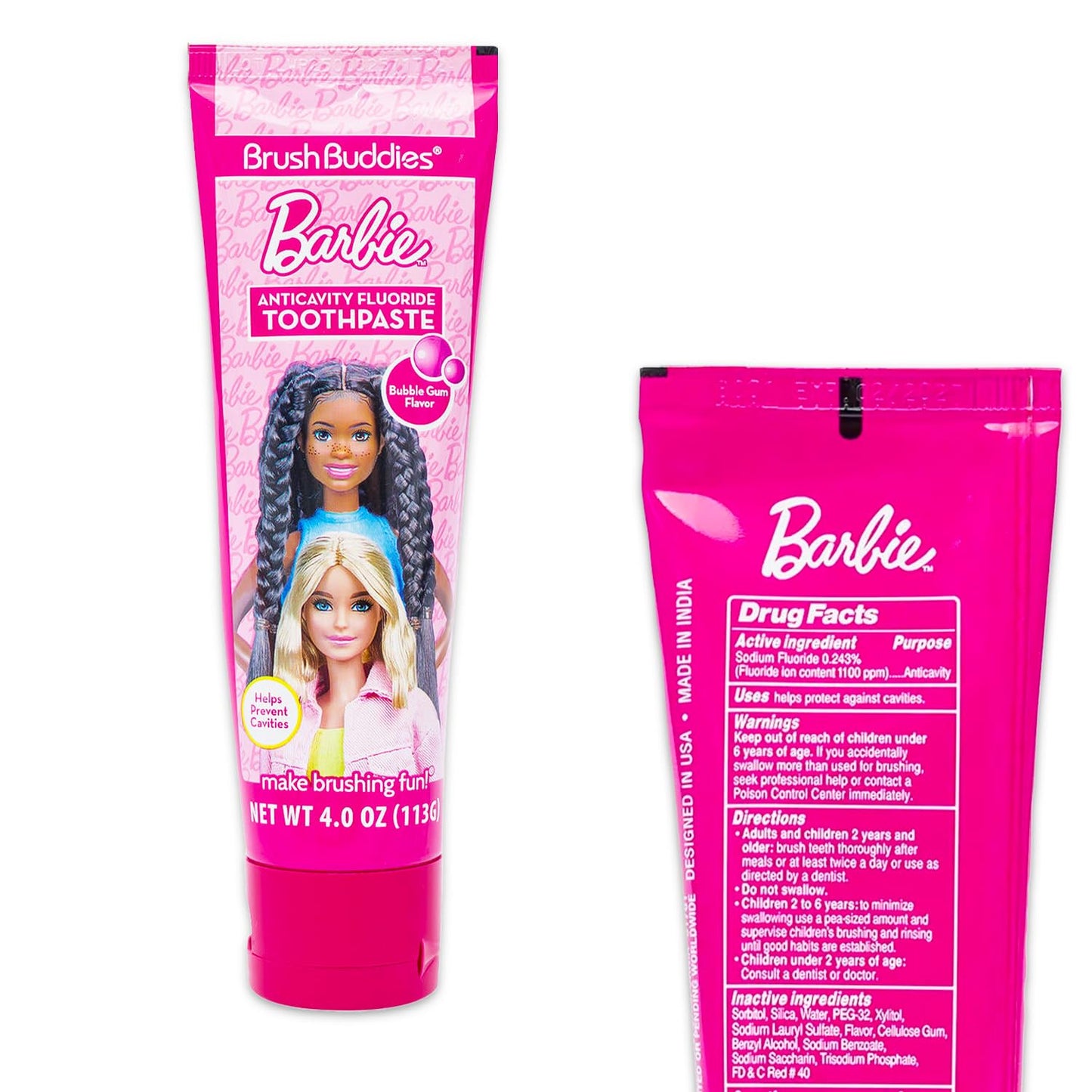 Barbie Oral Care Traveling Kit for Kids – Toothbrush Set with Cover, Toothpaste, Floss, and Travel Bag