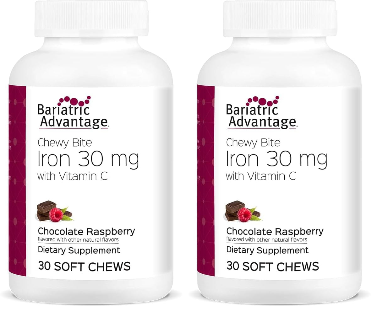 Bariatric Advantage Iron Chewy Bite Chocolate Raspberry Truffle (30 mg Iron, 60 mg Vitamin C) 30 Count (Pack of 2)