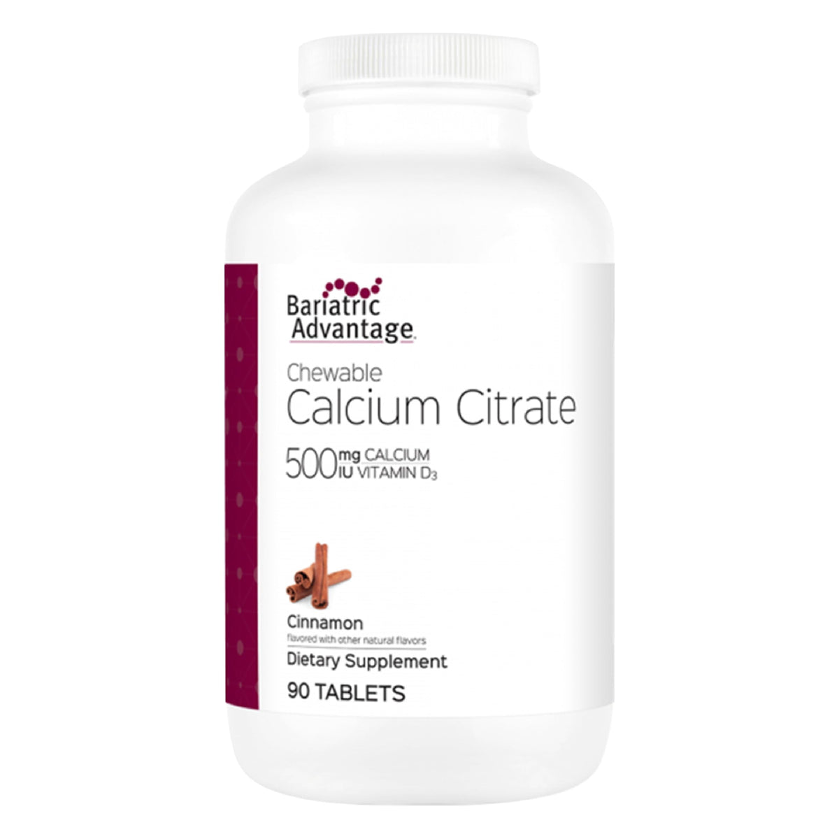 Bariatric Calcium Citrate 500mg Chewables with Vitamin D3 – 90 Count
