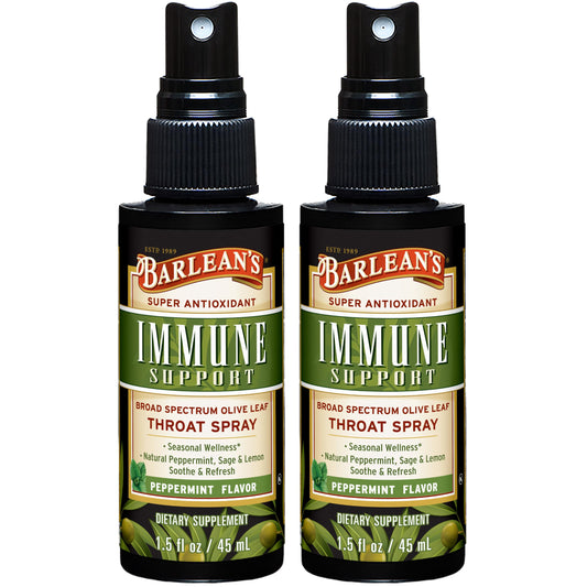 Barlean's Olive Leaf Complex Throat Spray (2 Pack) – Peppermint, Lemon & Sage, 1.5 oz