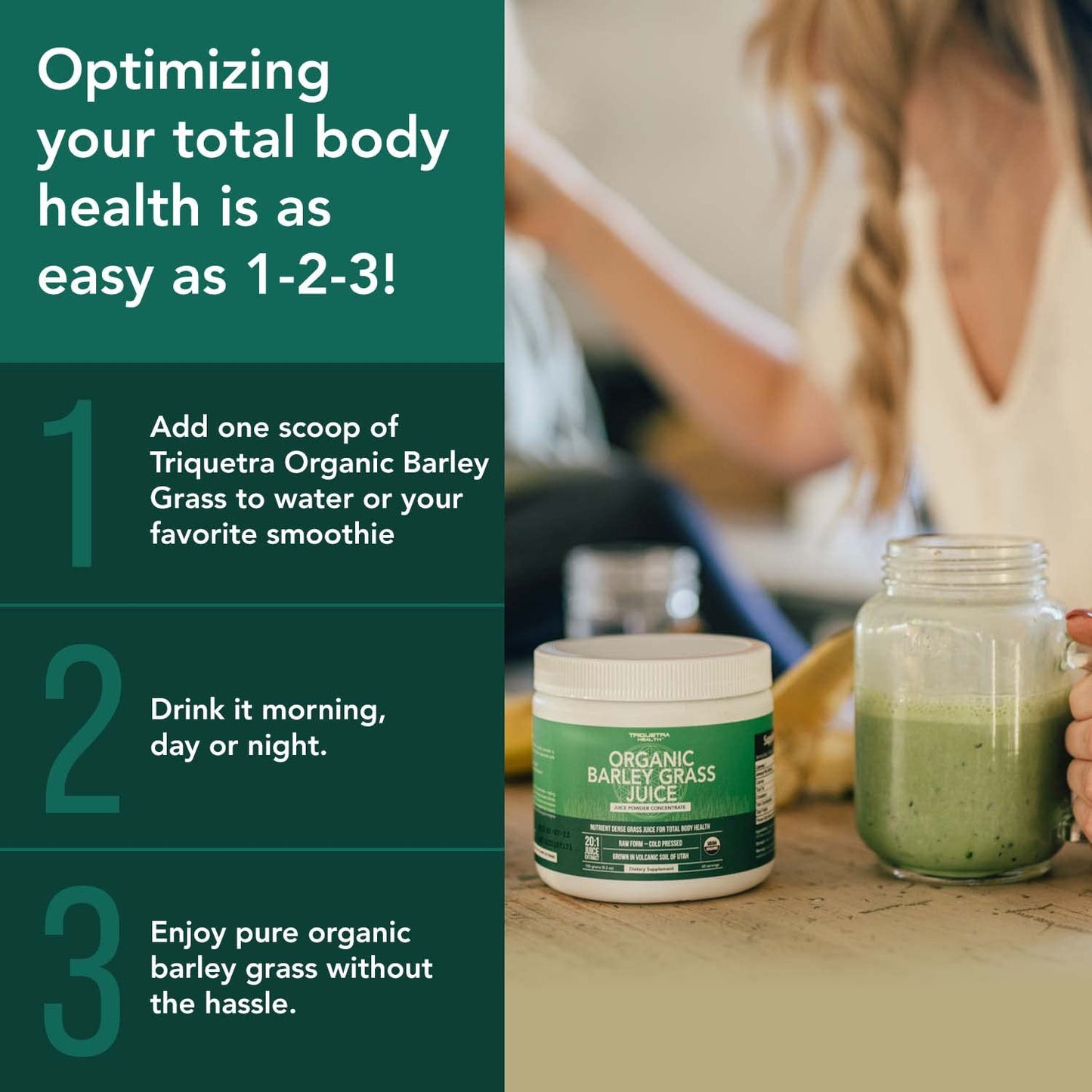 Organic Barley Grass Juice Powder – Utah Volcanic Soil, Raw & BioActive, Cold-Pressed CO2 Dried, Gluten Free, GMO Free, Vegan – 5.3 oz