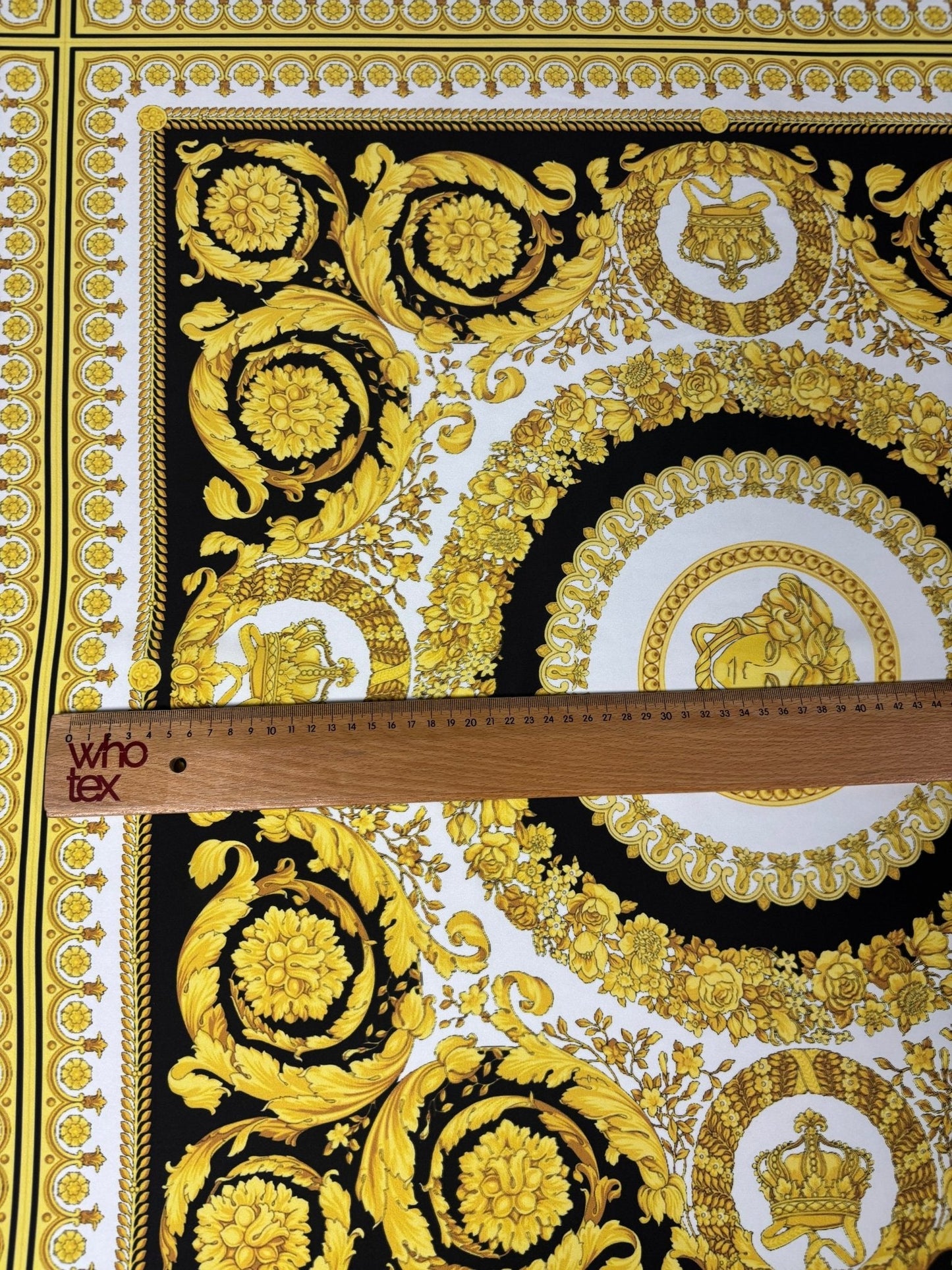 Baroque Gold Medallion Chiffon Satin Fabric by the Metre – Luxury Material