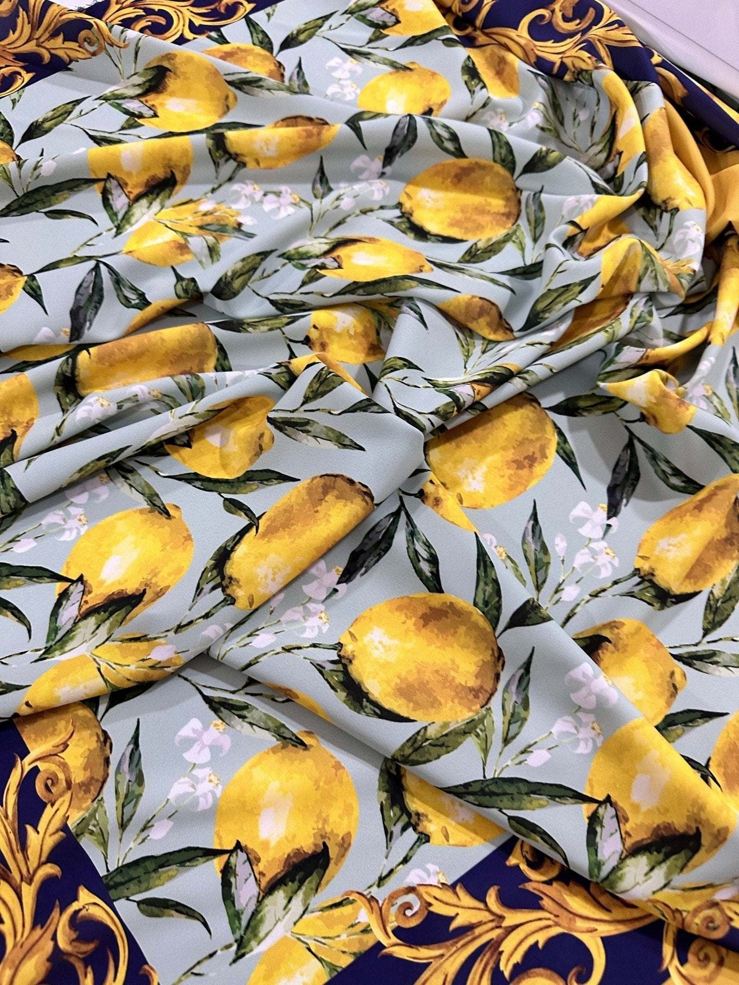Baroque Lemon Fabric Sold by Metre
