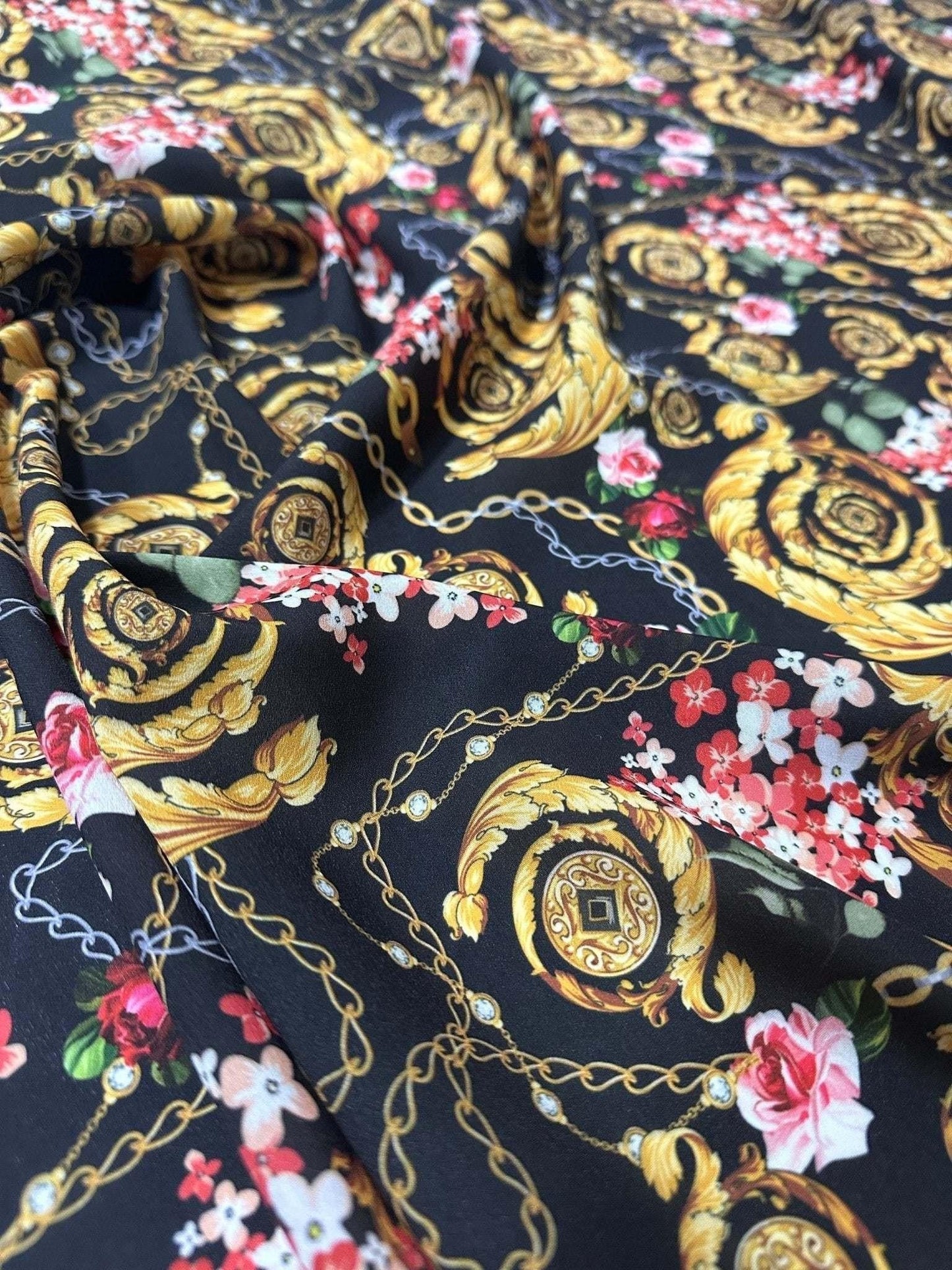 Baroque Floral Chain Fabric by the Metre