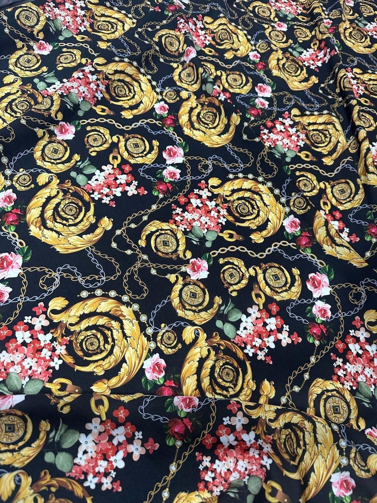 Baroque Floral Chain Fabric by the Metre
