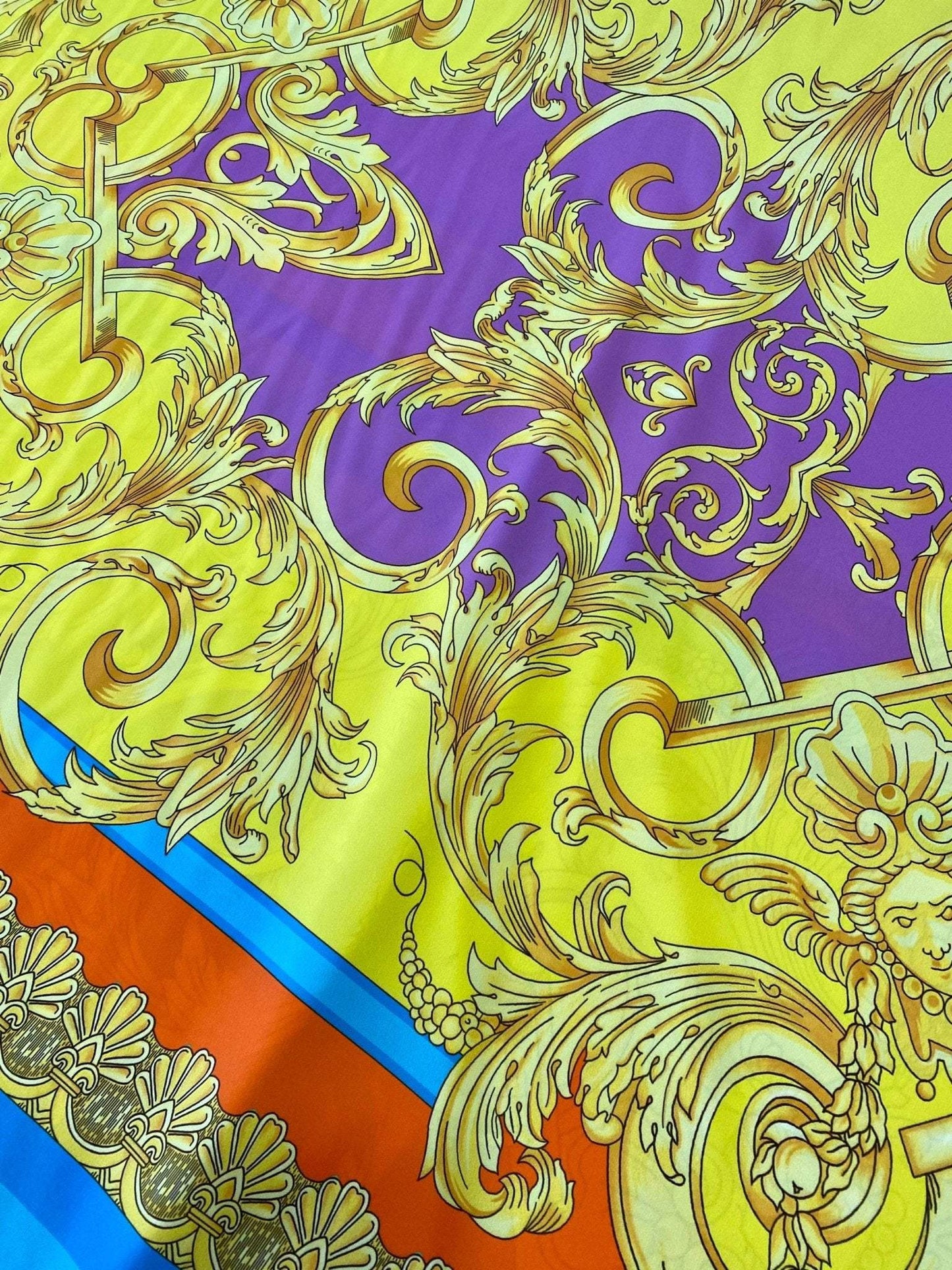 Baroque Pattern Silky Crepe Fabric Sold by Metre