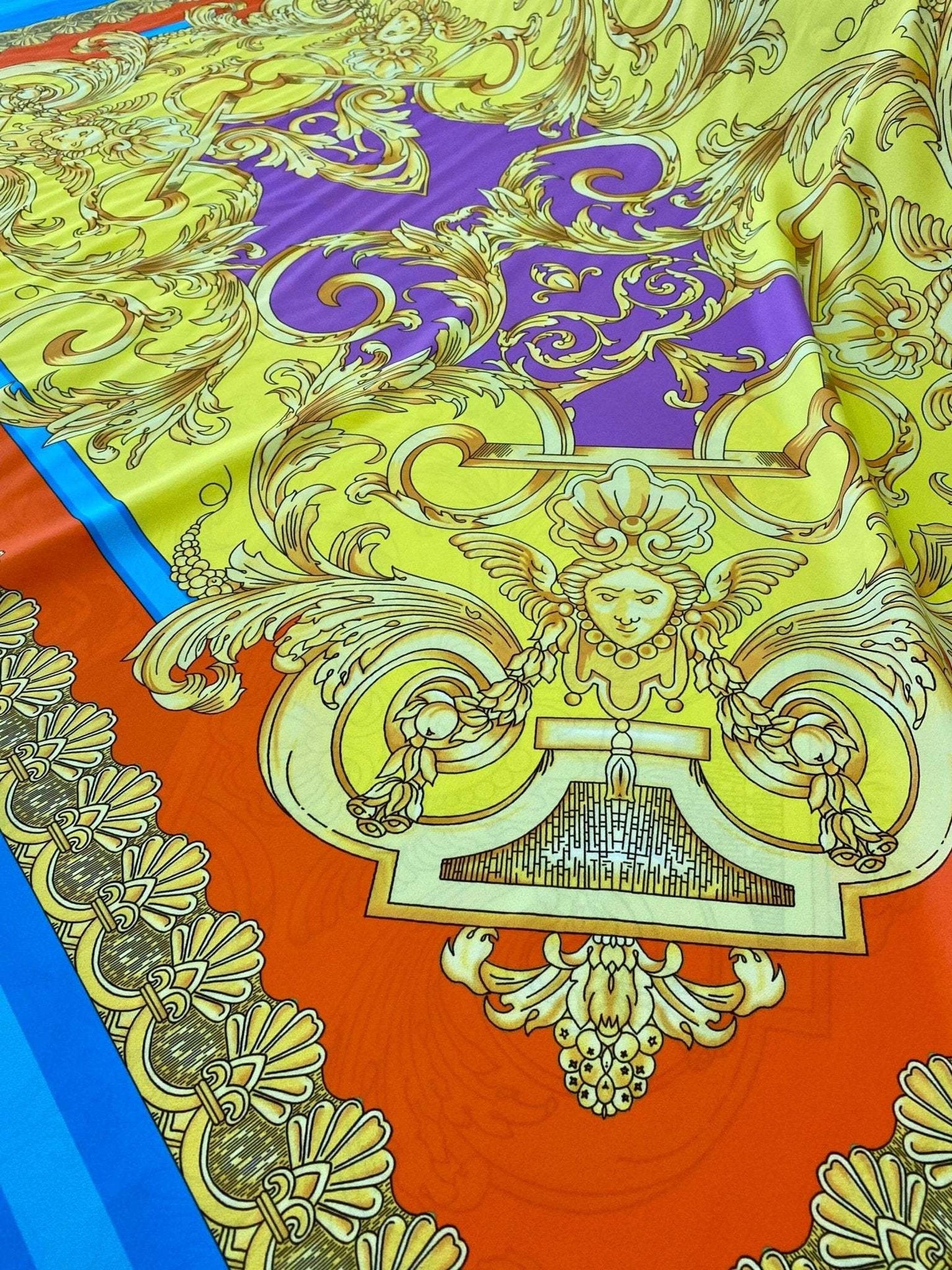Baroque Pattern Silky Crepe Fabric Sold by Metre