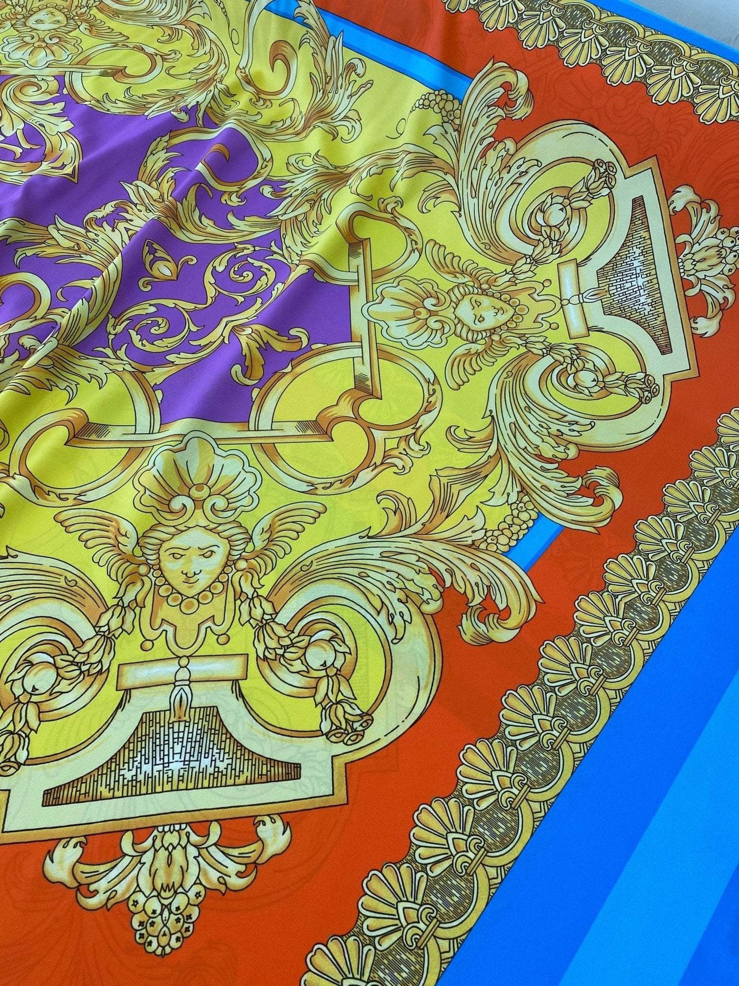 Baroque Pattern Silky Crepe Fabric – Multiple Fabric Options, Sold by Metre