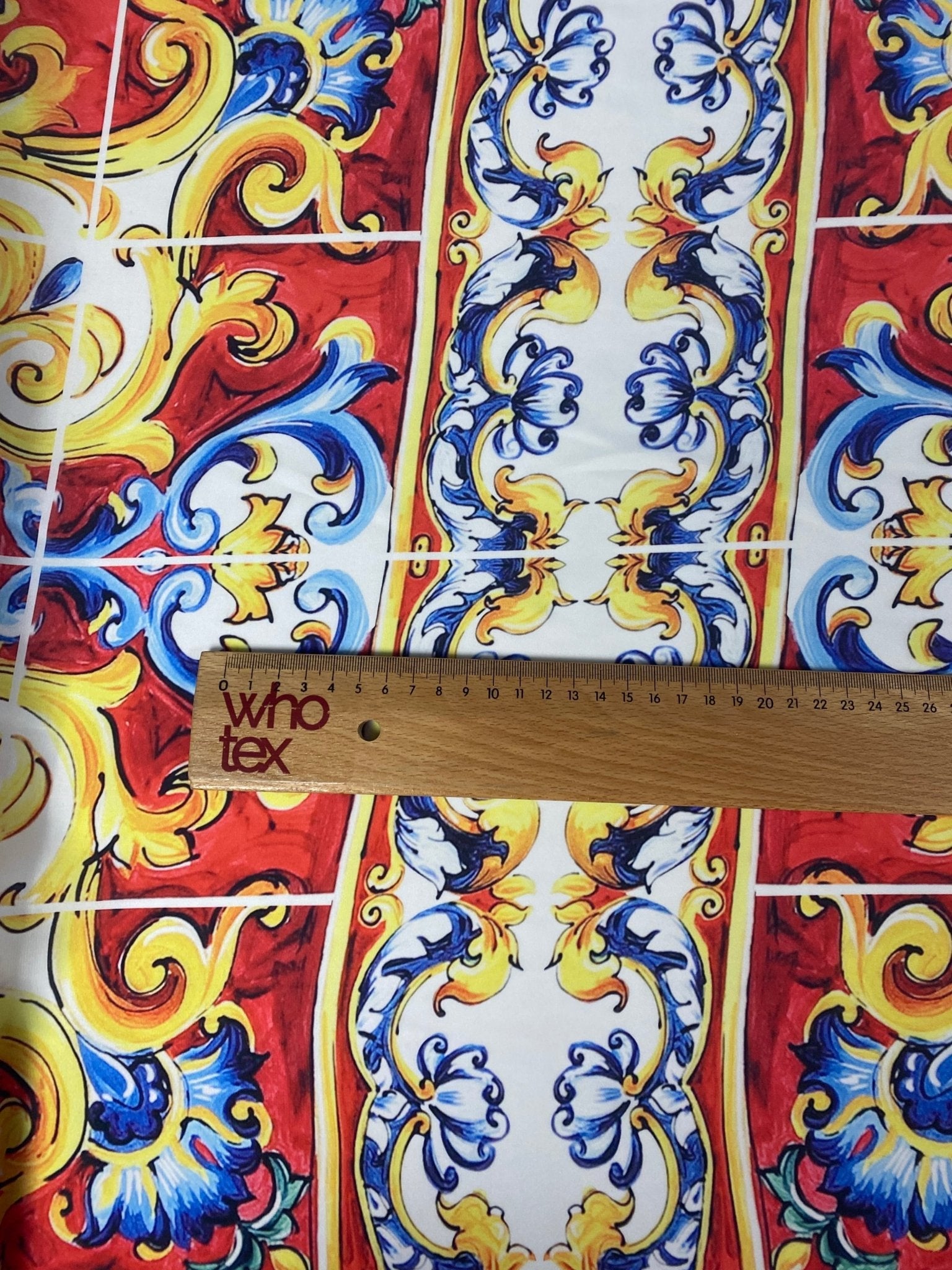 Baroque Tile Print Chiffon Satin Fabric by the Metre