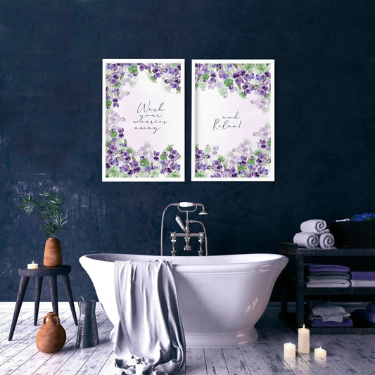 Bath pictures for wall | set of 2 Shabby Chic wall art prints