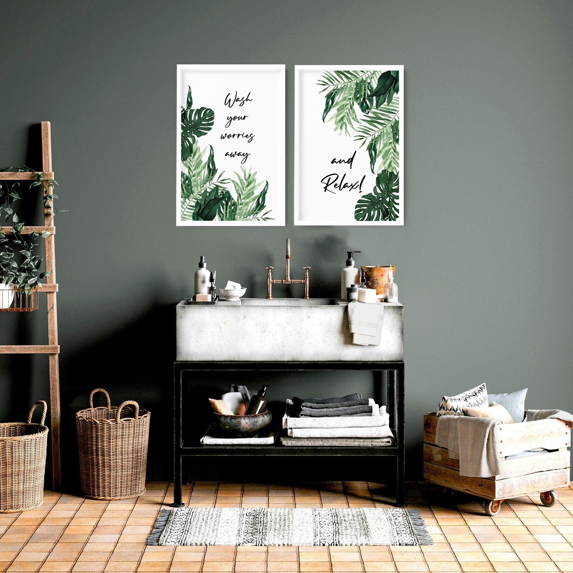 Art in bathroom | Set of 2 wall art prints