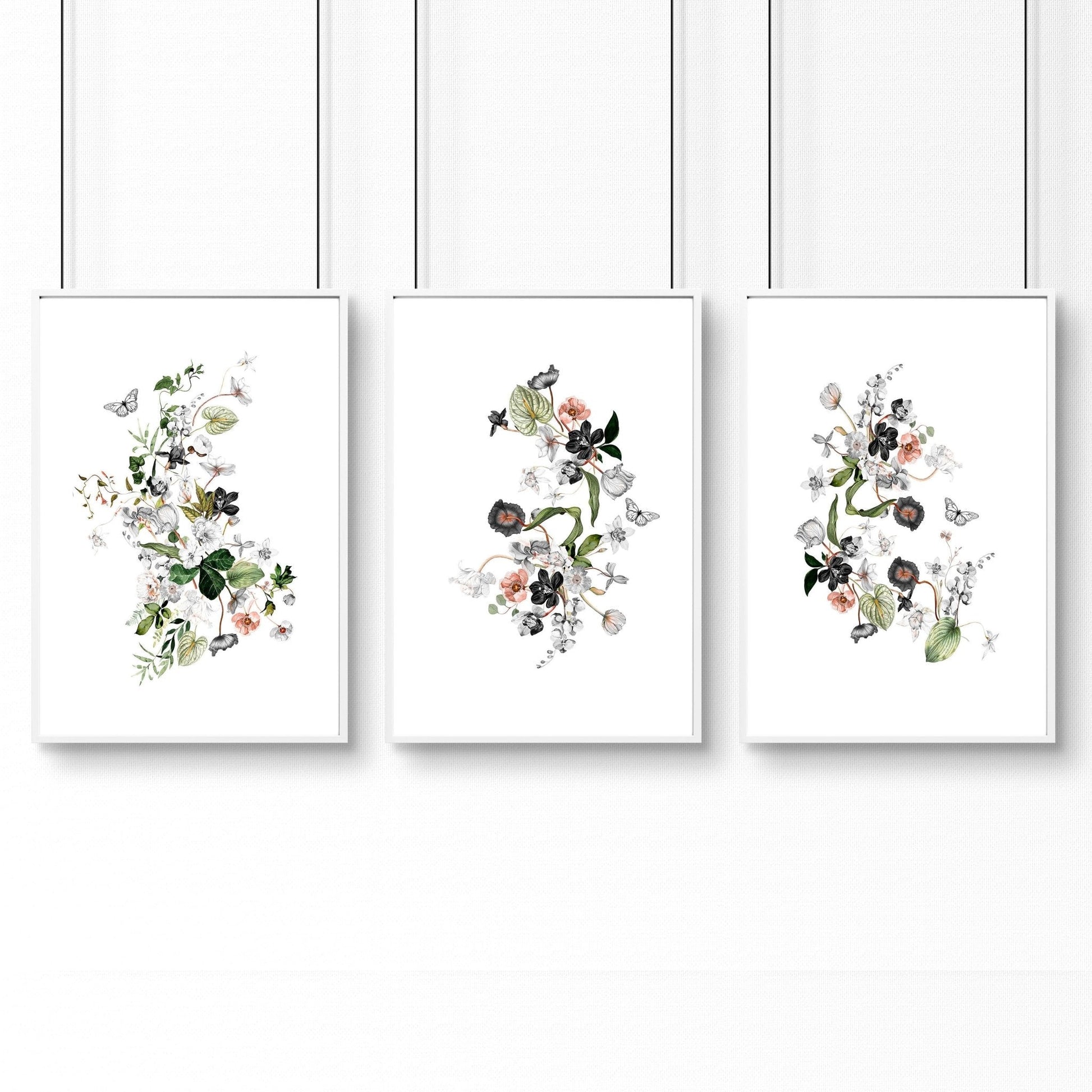 Bathroom chic shabby decor | set of 3 framed wall prints