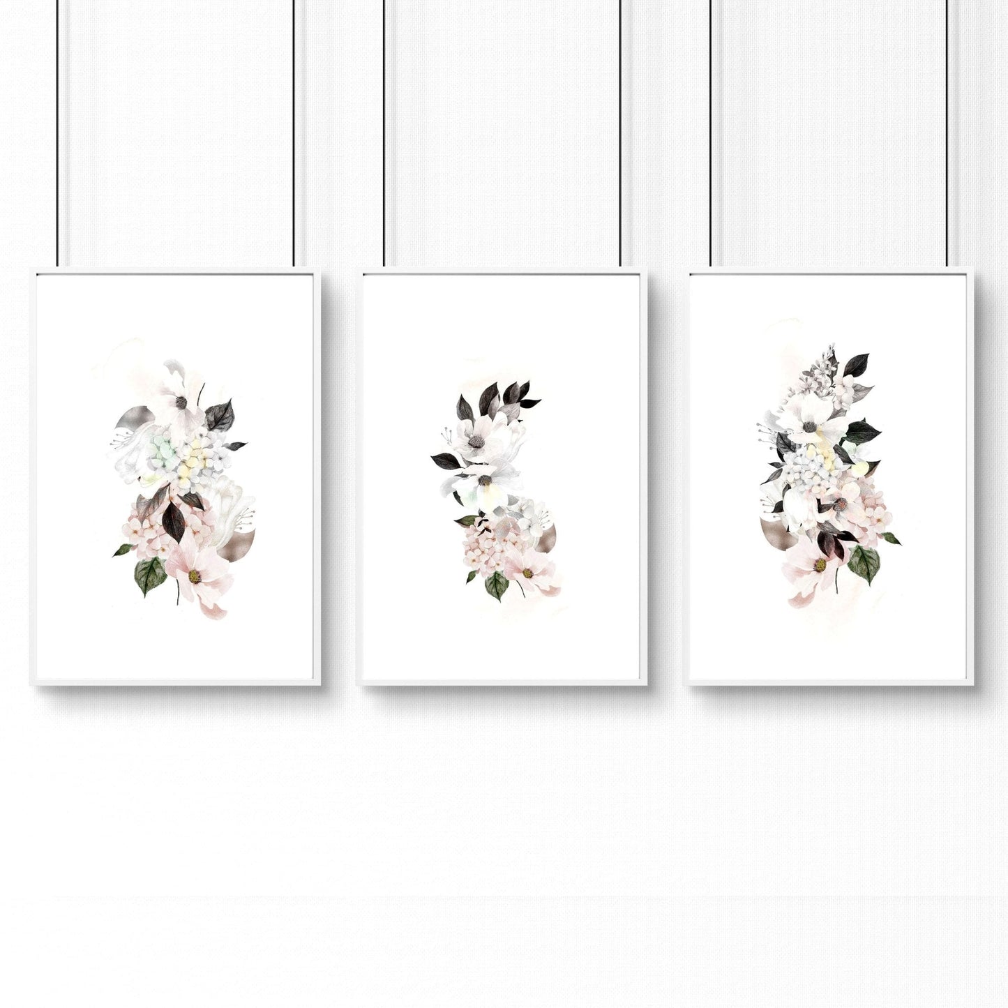 Bathroom prints framed | set of 3 wall art prints