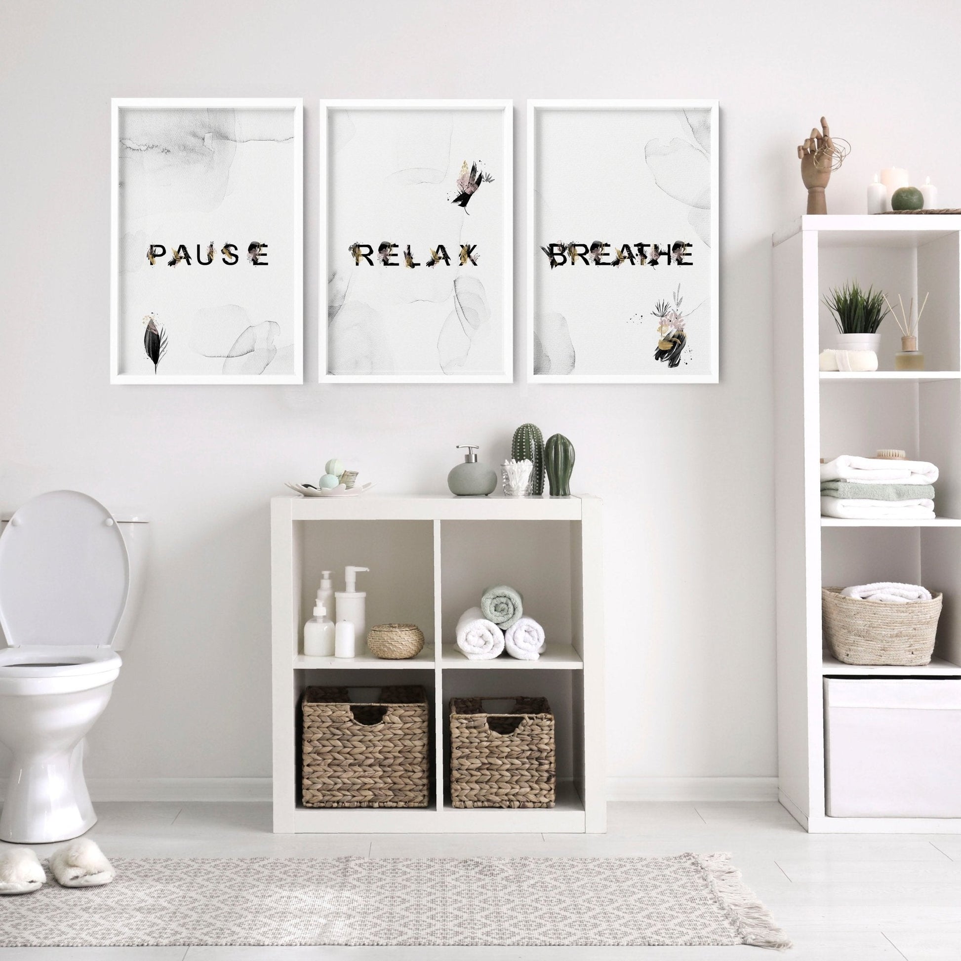 Wall art in bathroom | set of 3 Relaxing art prints