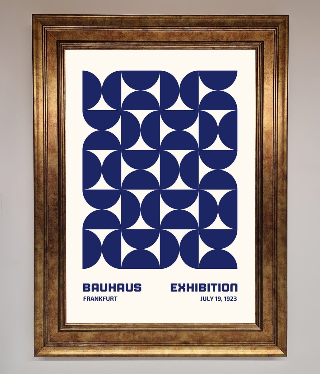 Bauhaus Print July 1923 Navy Blue Abstract Framed Wall Art