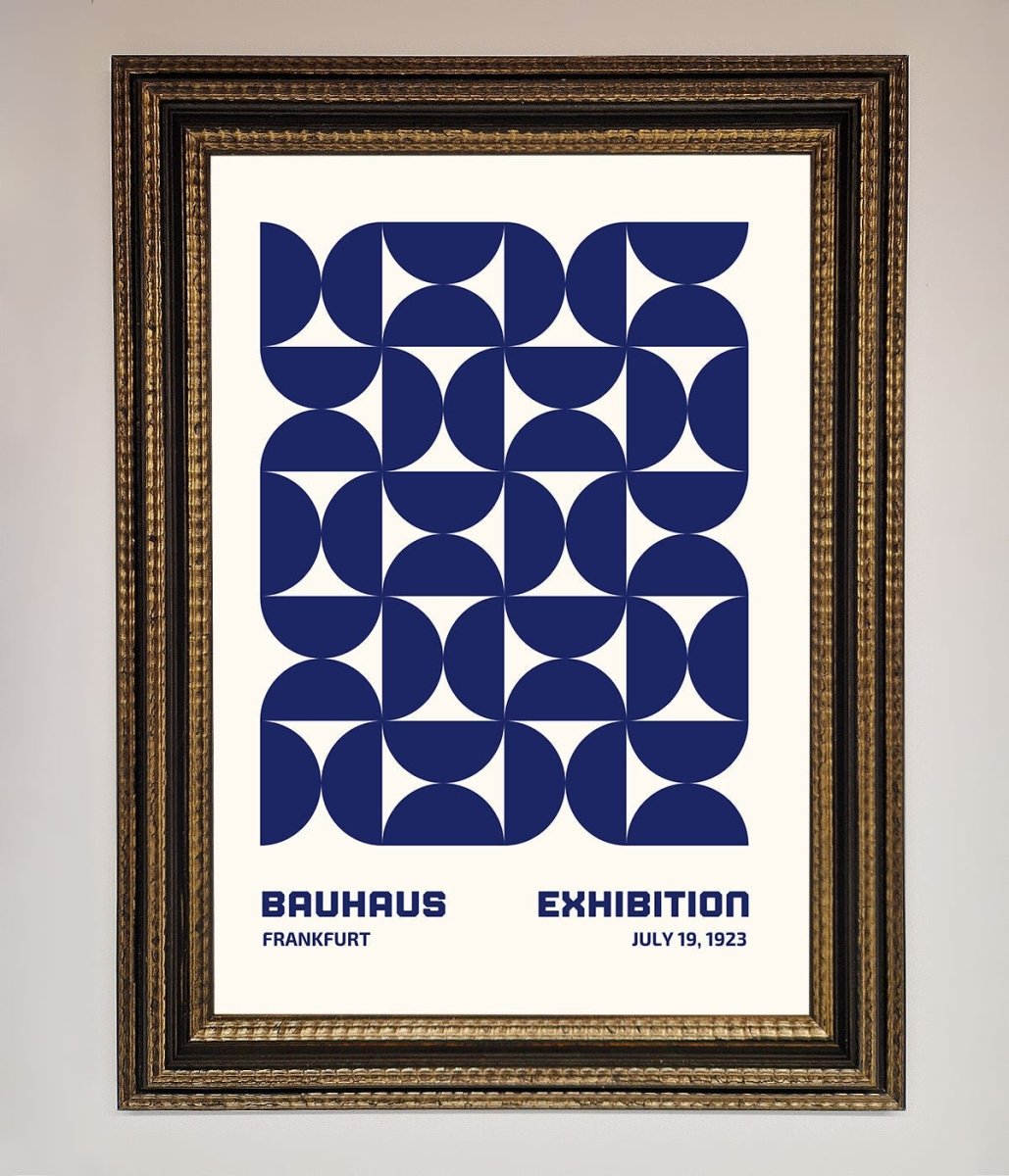 Bauhaus Print July 1923 Navy Blue Abstract Framed Wall Art
