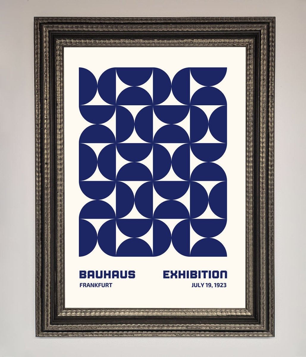Bauhaus Print July 1923 Navy Blue Abstract Framed Wall Art