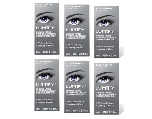 Lumify Redness Reliever Eye Drops 0.08 fl oz (2.5 mL) Pack of 6 | Bausch + Lomb