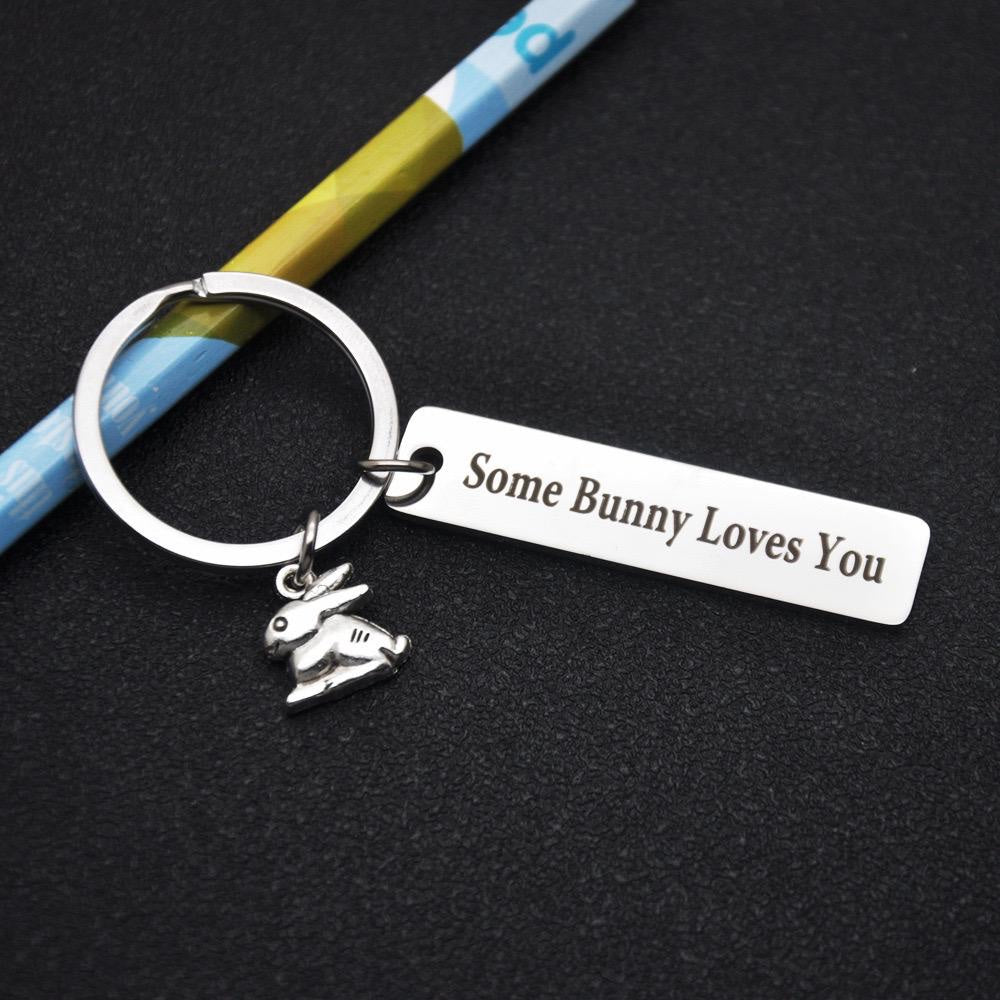 Metal keyring - some bunny loves you