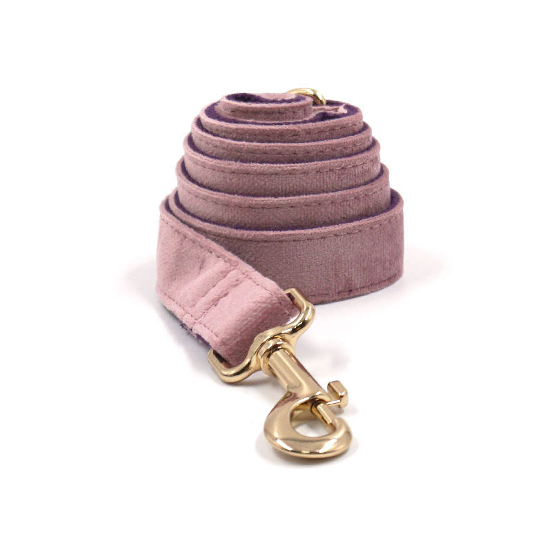Creamy Coffee Velvet Dog Collar And Leash Set