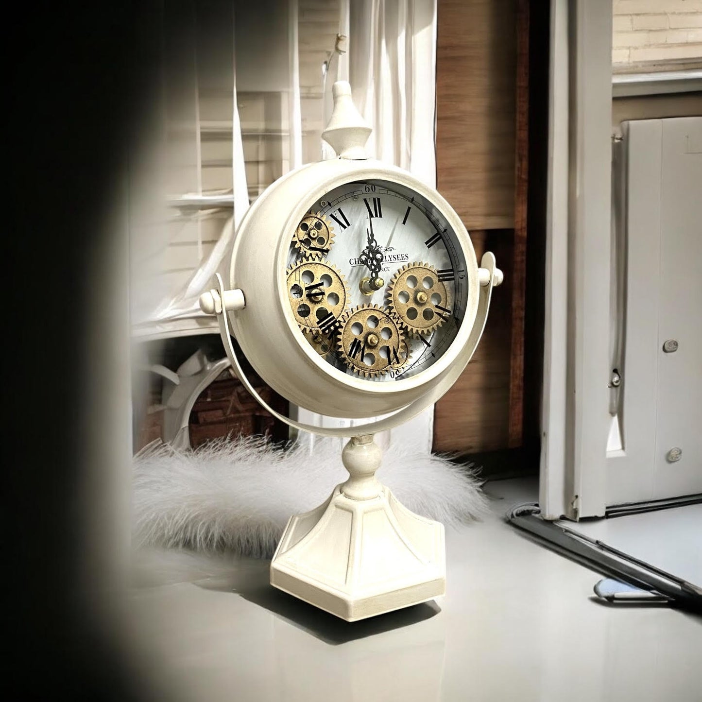 37.5CM WHITE TABLE CLOCK