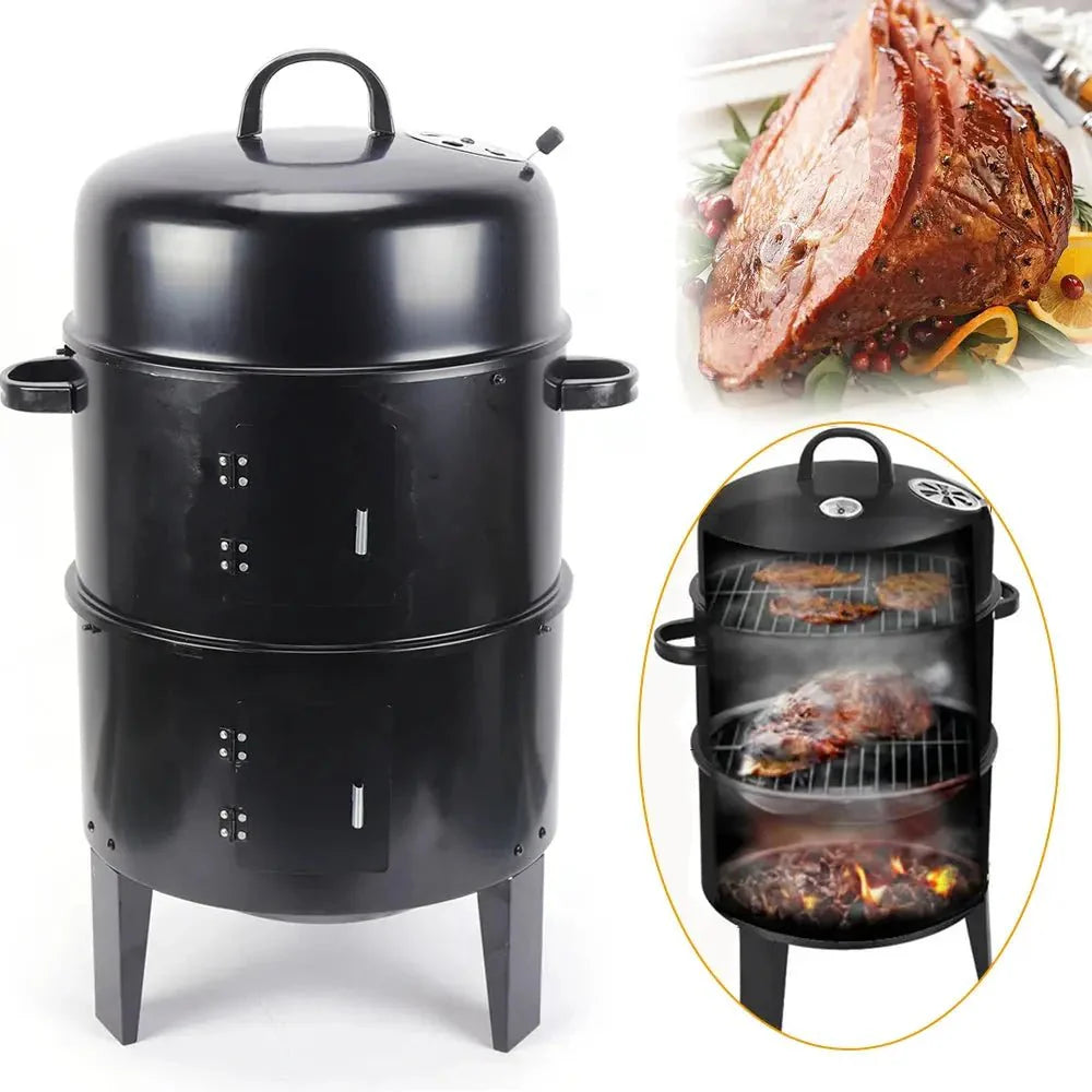 BBQ Smoker Oven with Thermometer for Outdoor Cooking