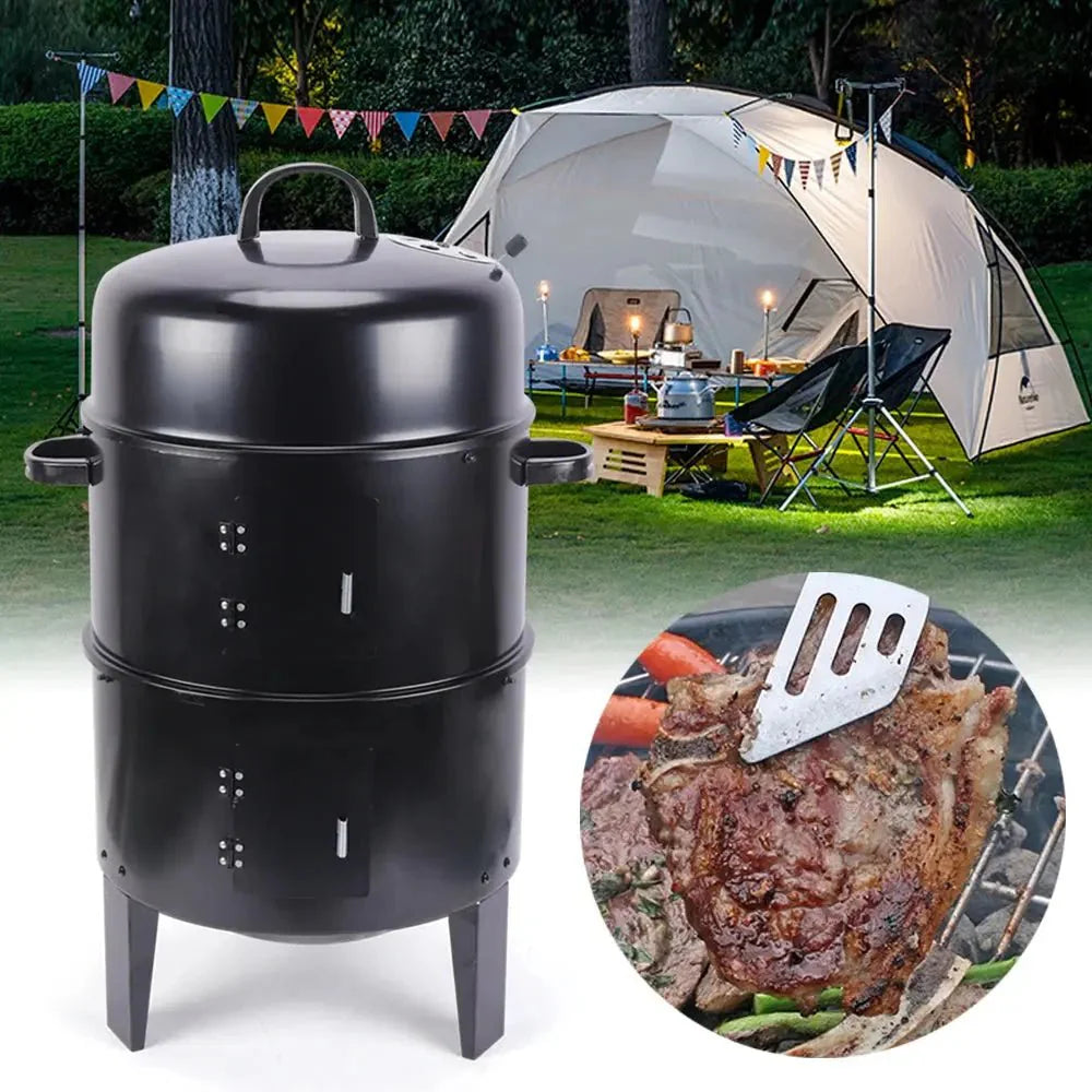 BBQ Smoker Oven with Thermometer for Outdoor Cooking