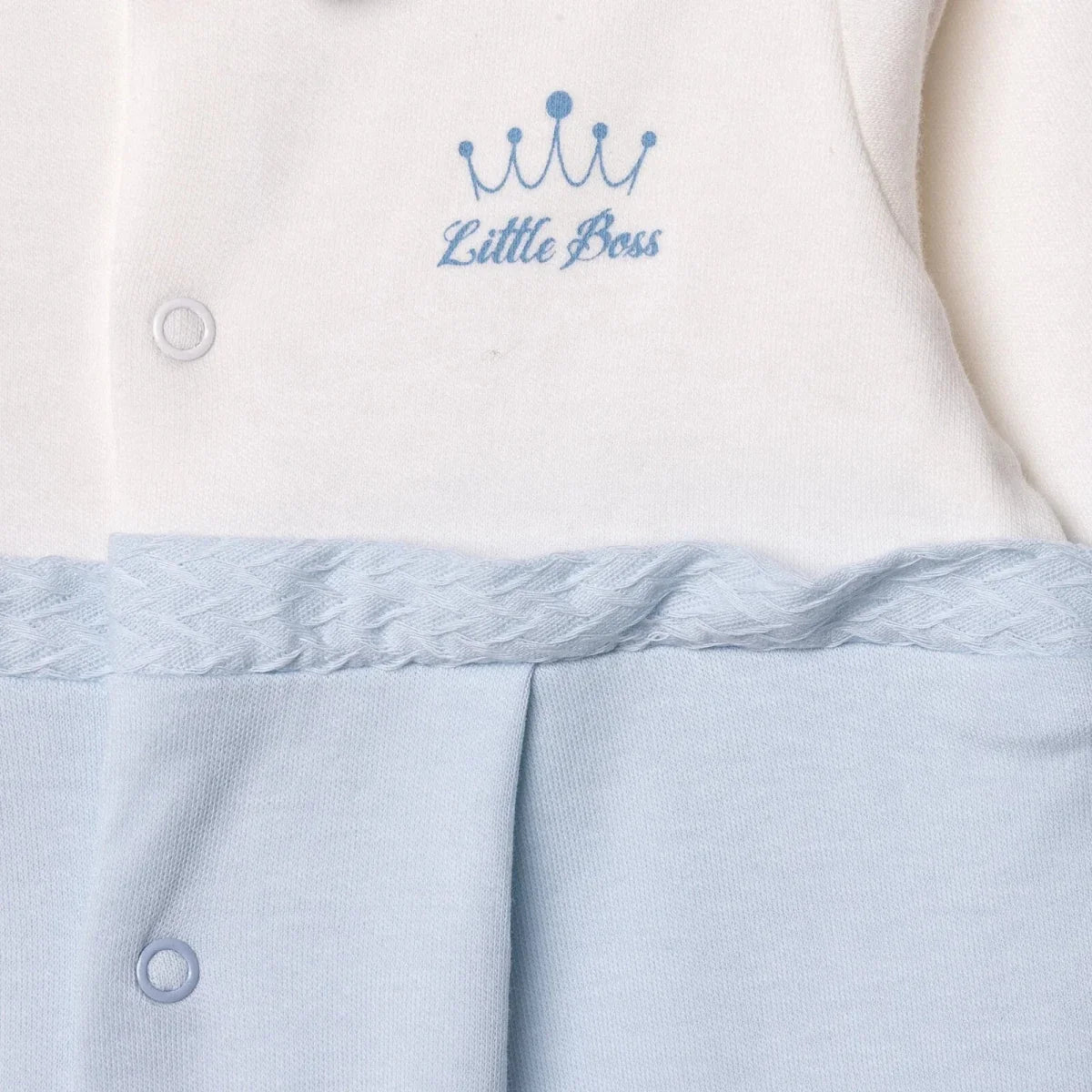 Bebetto "Little Boss" Slogan Buttoned Shirt Collar Footed Baby Sleepsuit (Newborn to 6-9 Months)