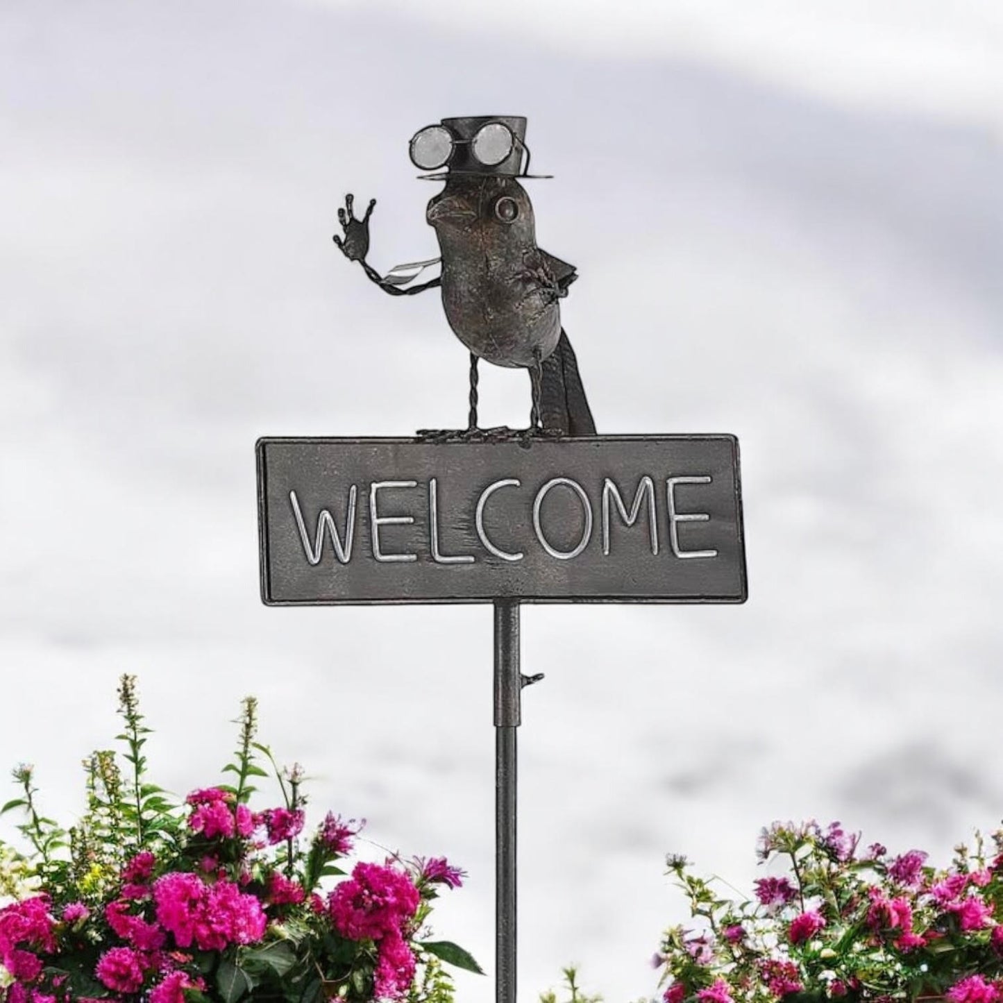 53" METAL BIRD WELCOME GARDEN STAKE