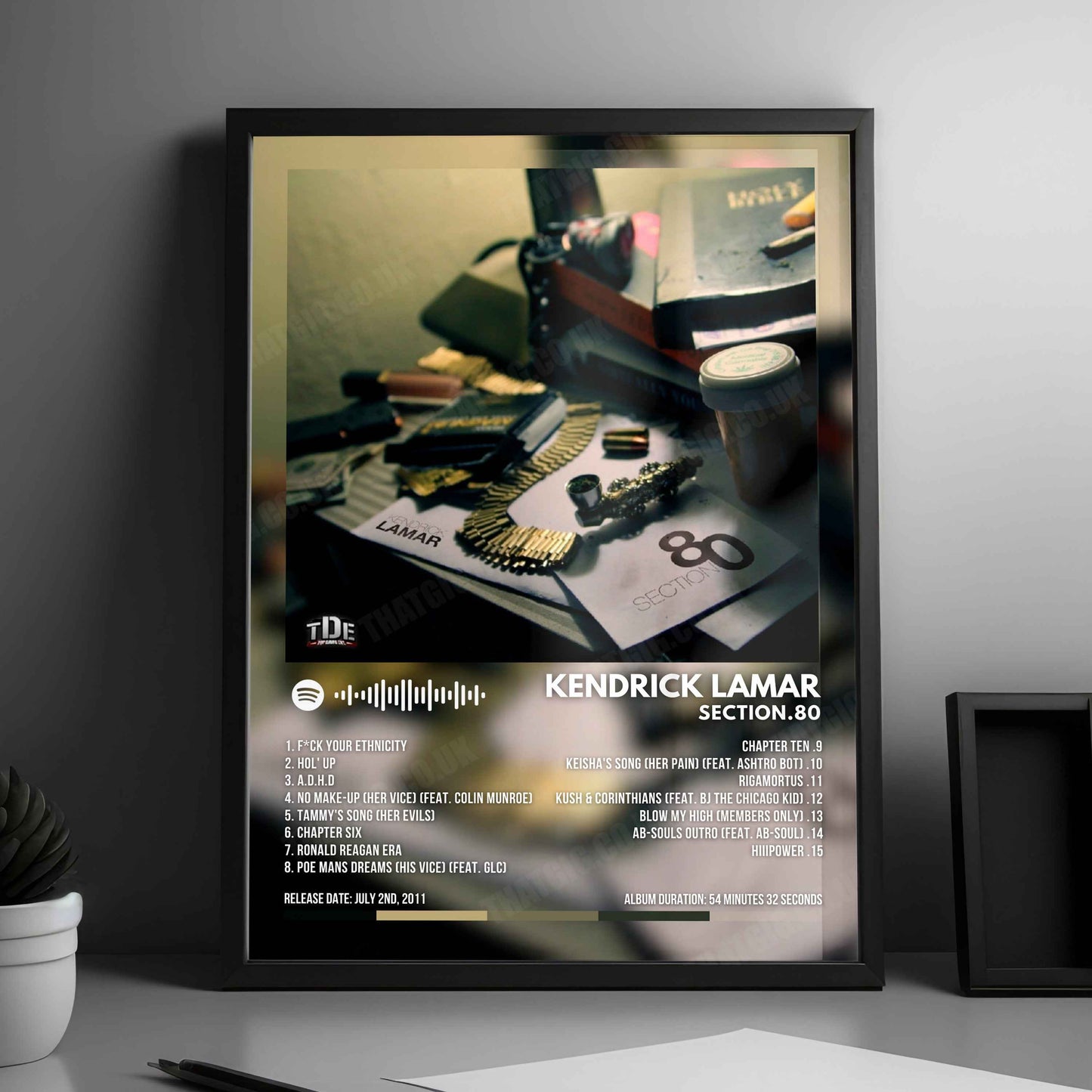 Kendrick Lamar "Section.80" Album Cover Poster - with Complete Tracklist