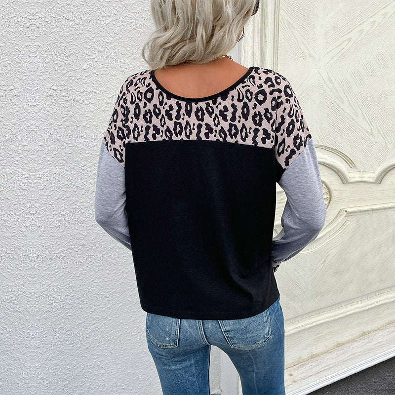 Women's Street Pullover Round Neck Patchwork Sweater